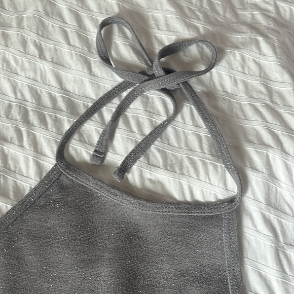 SPARKLY GREY HALTER TOP - Picture 2 of 2